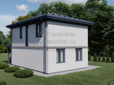 Проект 2-этажного дома из газобетона "Скопье" в комплектации "Коробка дома" с крыльцом, террасой, 2-мя санузлами и 5-ю спальнями